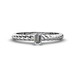 Leona Bold ct IGI Certified Lab Grown Diamond Emerald Cut x Solitaire Rope Engagement Ring ct IGI Certified Lab Grown Diamond Emerald Cut x Women Solitaire Rope Engagement Ring K White Gold