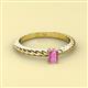 2 - Leona Bold Emerald Cut 6x4 mm Pink Sapphire Solitaire Rope Engagement Ring 