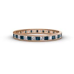 Rebica Princess Cut Blue and White Diamond Eternity Band Princess Cut Blue and White Diamond ctw Channel Set Womens Eternity Ring Stackable K Rose Gold