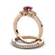 3 - Freya 6.00 mm Ruby and Diamond Butterfly Bridal Set Ring 