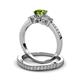 3 - Freya 6.50 mm Peridot and Diamond Butterfly Bridal Set Ring 