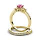 3 - Freya 6.50 mm Pink Tourmaline and Diamond Butterfly Bridal Set Ring 