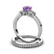 3 - Freya 6.50 mm Amethyst and Diamond Butterfly Bridal Set Ring 