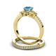 3 - Freya 6.50 mm Blue Topaz and Diamond Butterfly Bridal Set Ring 