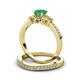 3 - Freya 6.00 mm Emerald and Diamond Butterfly Bridal Set Ring 