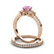 3 - Freya 6.00 mm Lab Created Pink Sapphire and Diamond Butterfly Bridal Set Ring 