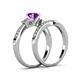 4 - Freya 6.50 mm Amethyst and Diamond Butterfly Bridal Set Ring 