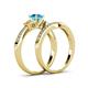 4 - Freya 6.50 mm Blue Topaz and Diamond Butterfly Bridal Set Ring 