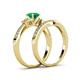 4 - Freya 6.00 mm Emerald and Diamond Butterfly Bridal Set Ring 