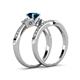 4 - Freya 6.50 mm Blue and White Diamond Butterfly Bridal Set Ring 