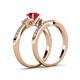 4 - Freya 6.00 mm Ruby and Diamond Butterfly Bridal Set Ring 