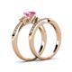4 - Freya 6.00 mm Lab Created Pink Sapphire and Diamond Butterfly Bridal Set Ring 