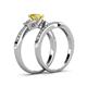 4 - Freya 6.00 mm Lab Created Yellow Sapphire and Diamond Butterfly Bridal Set Ring 