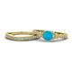 1 - Freya 6.00 mm Turquoise and Diamond Butterfly Bridal Set Ring 