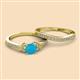 2 - Freya 6.00 mm Turquoise and Diamond Butterfly Bridal Set Ring 