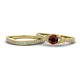 1 - Freya 5.80 mm Red Garnet and Diamond Butterfly Bridal Set Ring 