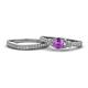 1 - Freya 5.80 mm Amethyst and Diamond Butterfly Bridal Set Ring 