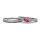 1 - Freya 5.80 mm Pink Tourmaline and Diamond Butterfly Bridal Set Ring 