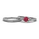 1 - Freya 5.80 mm Ruby and Diamond Butterfly Bridal Set Ring 