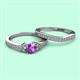 2 - Freya 5.80 mm Amethyst and Diamond Butterfly Bridal Set Ring 