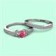 2 - Freya 5.80 mm Rhodolite Garnet and Diamond Butterfly Bridal Set Ring 