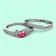 2 - Freya 5.80 mm Pink Tourmaline and Diamond Butterfly Bridal Set Ring 