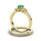 3 - Freya 5.80 mm Emerald and Diamond Butterfly Bridal Set Ring 