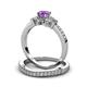 3 - Freya 5.80 mm Amethyst and Diamond Butterfly Bridal Set Ring 