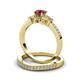 3 - Freya 5.80 mm Ruby and Diamond Butterfly Bridal Set Ring 