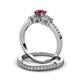 3 - Freya 5.80 mm Ruby and Diamond Butterfly Bridal Set Ring 