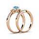 4 - Freya 5.80 mm Blue Topaz and Diamond Butterfly Bridal Set Ring 