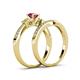 4 - Freya 5.80 mm Rhodolite Garnet and Diamond Butterfly Bridal Set Ring 