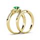 4 - Freya 5.80 mm Emerald and Diamond Butterfly Bridal Set Ring 