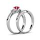 4 - Freya 5.80 mm Ruby and Diamond Butterfly Bridal Set Ring 