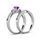 4 - Freya 5.80 mm Amethyst and Diamond Butterfly Bridal Set Ring 