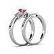 4 - Freya 5.80 mm Rhodolite Garnet and Diamond Butterfly Bridal Set Ring 