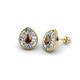 1 - Viola Iris Pear Cut Smoky Quartz and Baguette Diamond Milgrain Halo Stud Earrings 