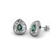 1 - Viola Iris Pear Cut Created Alexandrite and Baguette Diamond Milgrain Halo Stud Earrings 