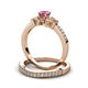3 - Freya 5.00 mm Pink Tourmaline and Diamond Butterfly Bridal Set Ring 