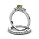 3 - Freya 5.00 mm Peridot and Diamond Butterfly Bridal Set Ring 