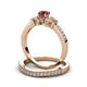 3 - Freya 5.00 mm Ruby and Diamond Butterfly Bridal Set Ring 