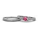 1 - Freya 5.00 mm Pink Tourmaline and Diamond Butterfly Bridal Set Ring 