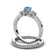 3 - Freya 5.00 mm Blue Topaz and Diamond Butterfly Bridal Set Ring 