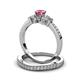 3 - Freya 5.00 mm Pink Tourmaline and Diamond Butterfly Bridal Set Ring 