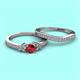 2 - Freya 5.00 mm Ruby and Diamond Butterfly Bridal Set Ring 