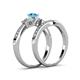 4 - Freya 5.00 mm Blue Topaz and Diamond Butterfly Bridal Set Ring 