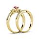 4 - Freya 5.00 mm Rhodolite Garnet and Diamond Butterfly Bridal Set Ring 