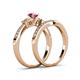 4 - Freya 5.00 mm Rhodolite Garnet and Diamond Butterfly Bridal Set Ring 