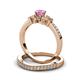 3 - Freya 5.00 mm Lab Created Pink Sapphire and Diamond Butterfly Bridal Set Ring 