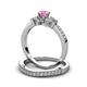 3 - Freya 5.00 mm Lab Created Pink Sapphire and Diamond Butterfly Bridal Set Ring 